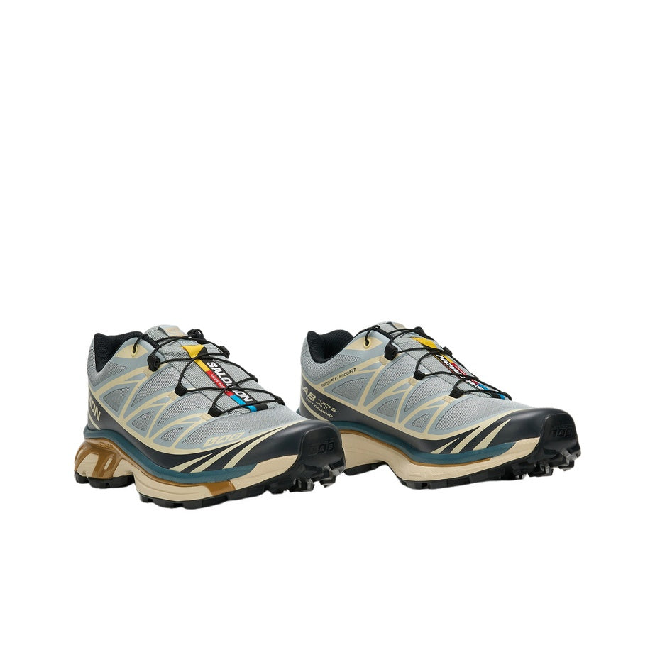 SALOMON XT-6 RECUT Retro Outdoor Low-Top Shoes – Unisex Sand Grey / Cumin Yellow / Misty Blue | SKU: L49258100