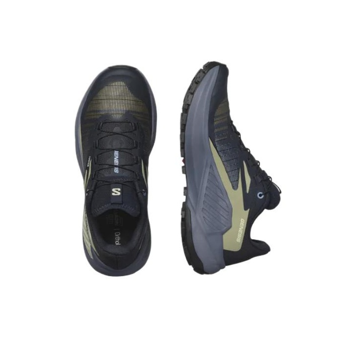 Salomon Genesis Low-Top Trail Running Shoe – Women's | Black / Blue / Green