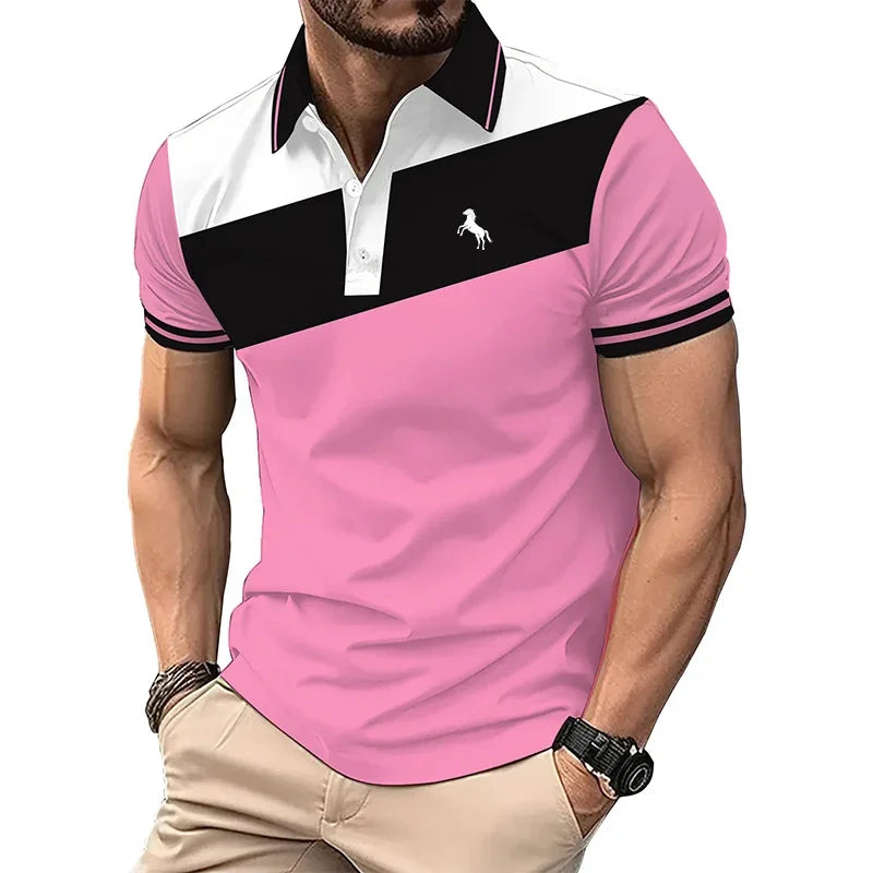 Spell Color Button Polo Shirt