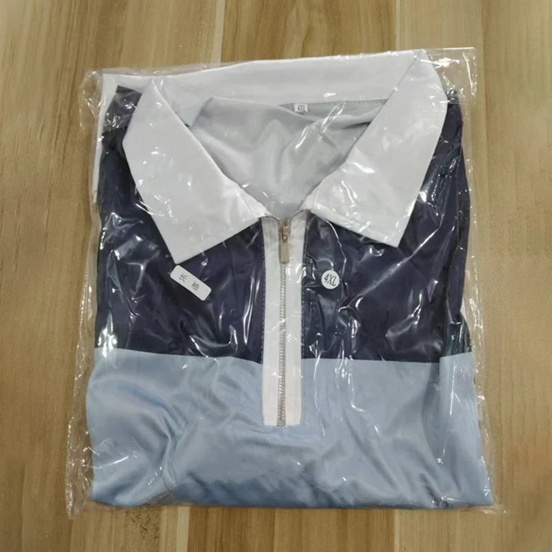Spring Autumn Men Long Sleeve Casual Turn-down Polo Shirt